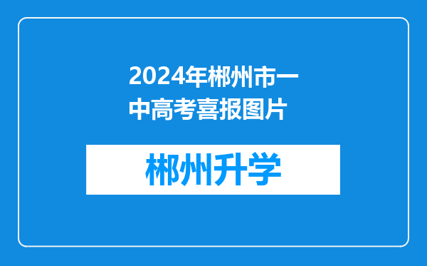 2024年郴州市一中高考喜报图片