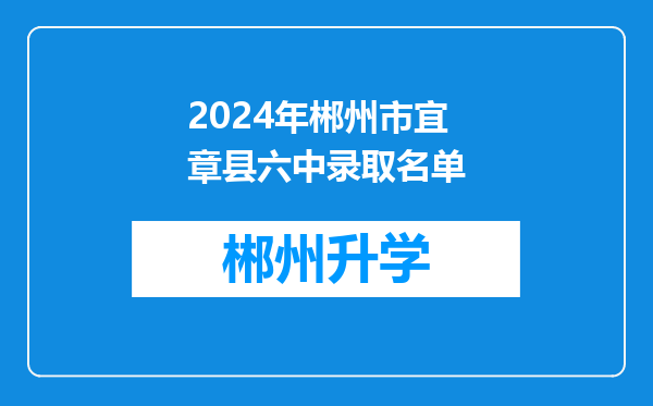 2024年郴州市宜章县六中录取名单