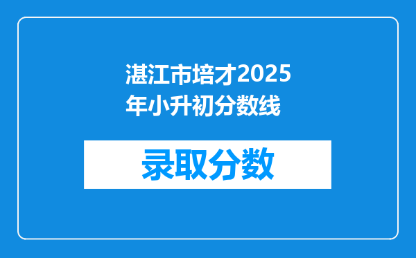 湛江市培才2025年小升初分数线