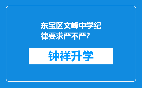 东宝区文峰中学纪律要求严不严？