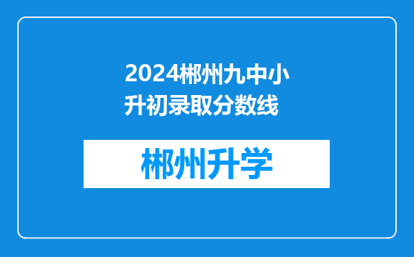 2024郴州九中小升初录取分数线