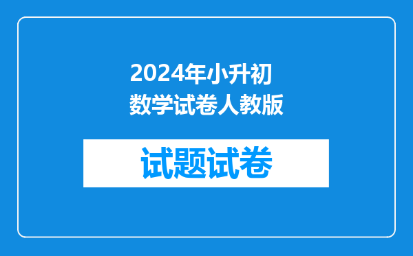 2024年小升初数学试卷人教版