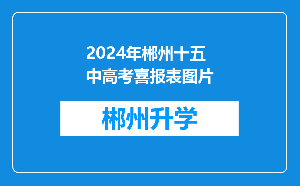 2024年郴州十五中高考喜报表图片