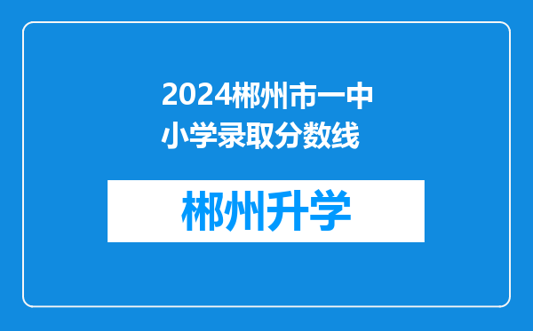 2024郴州市一中小学录取分数线