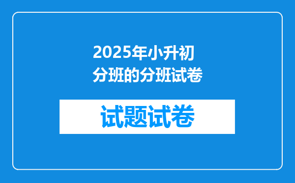 2025年小升初分班的分班试卷