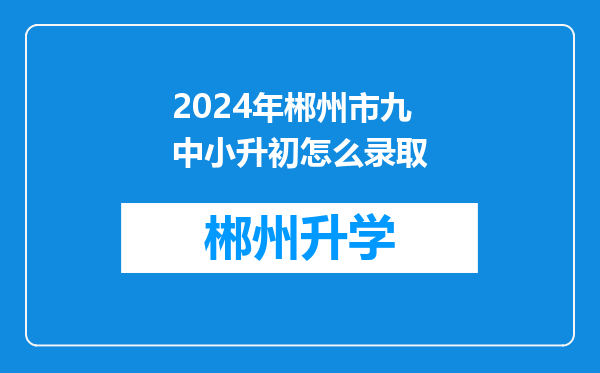 2024年郴州市九中小升初怎么录取