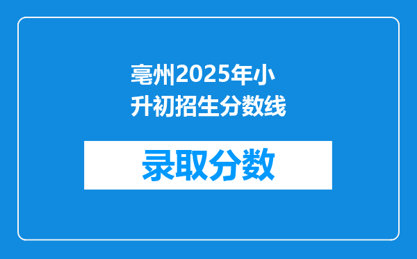 亳州2025年小升初招生分数线