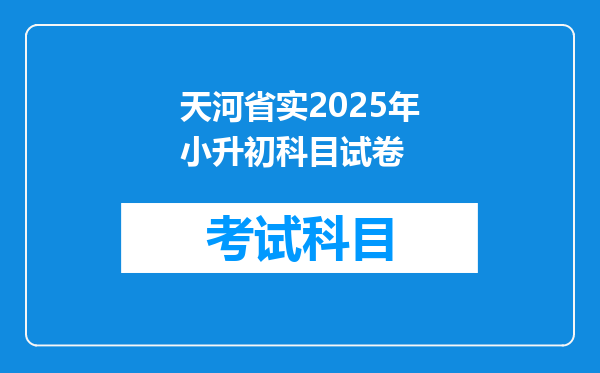 天河省实2025年小升初科目试卷