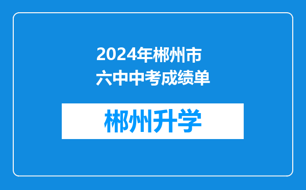 2024年郴州市六中中考成绩单