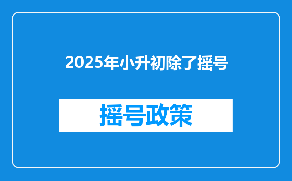 2025年小升初除了摇号