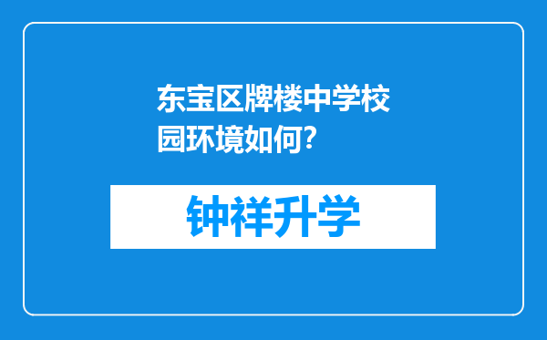 东宝区牌楼中学校园环境如何？