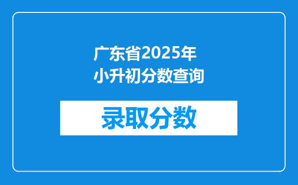 广东省2025年小升初分数查询