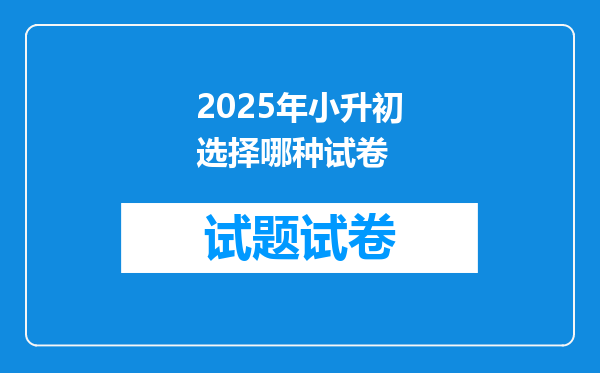 2025年小升初选择哪种试卷