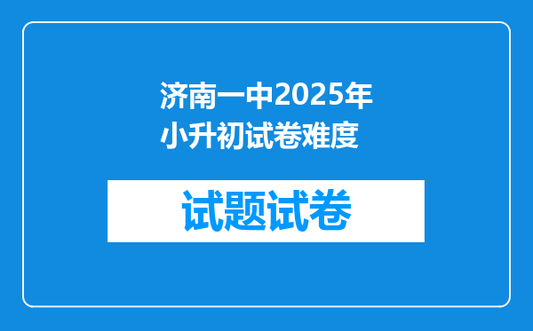 济南一中2025年小升初试卷难度