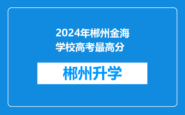 2024年郴州金海学校高考最高分