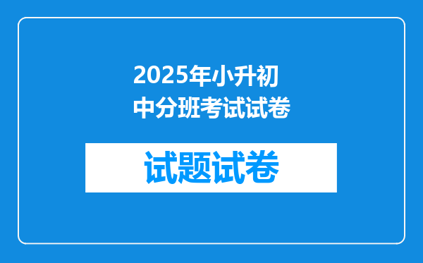 2025年小升初中分班考试试卷