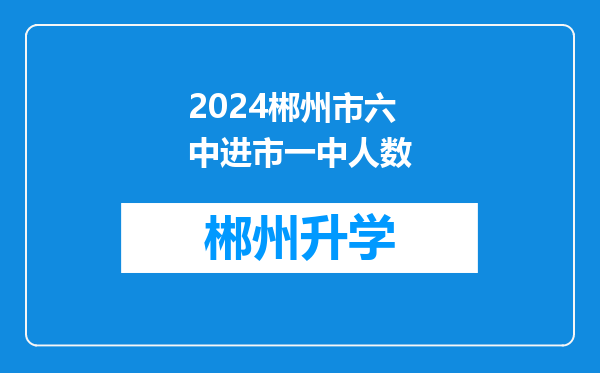 2024郴州市六中进市一中人数