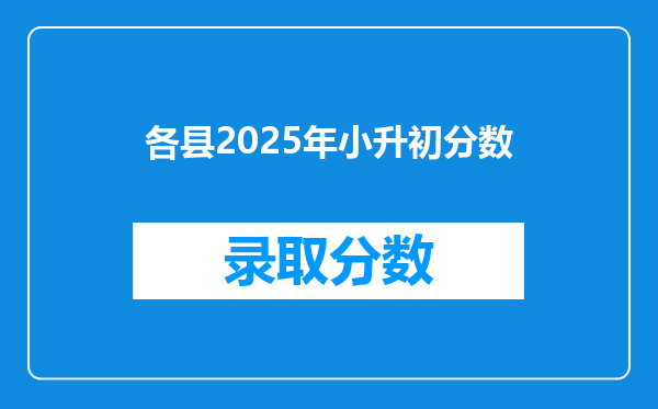 各县2025年小升初分数