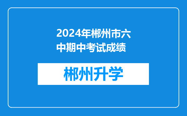 2024年郴州市六中期中考试成绩