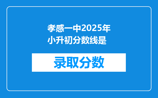 孝感一中2025年小升初分数线是