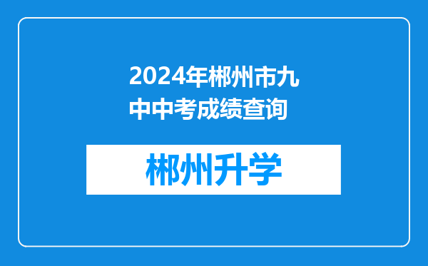 2024年郴州市九中中考成绩查询