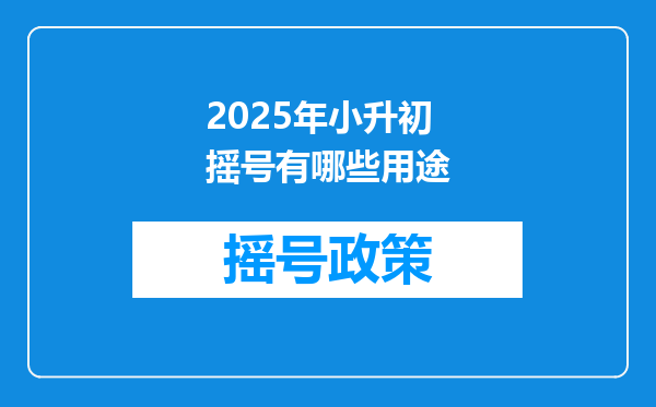 2025年小升初摇号有哪些用途