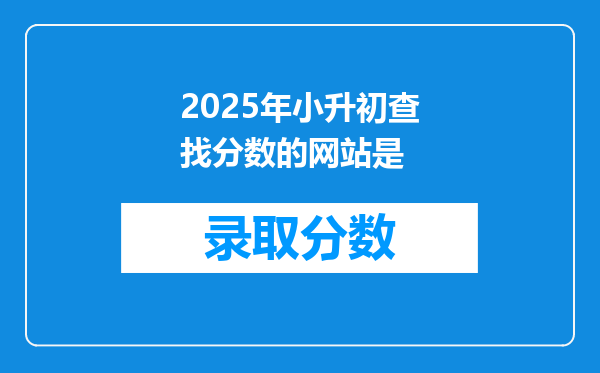 2025年小升初查找分数的网站是