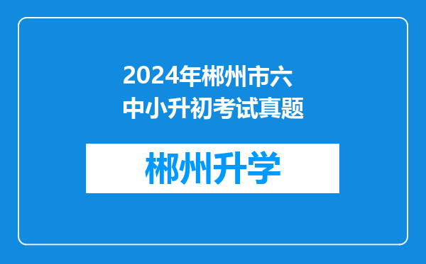 2024年郴州市六中小升初考试真题