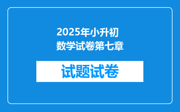 2025年小升初数学试卷第七章