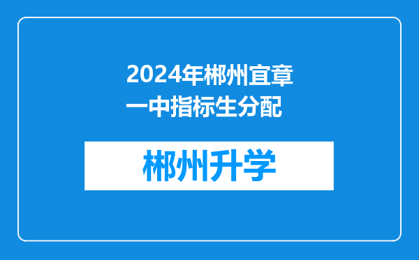 2024年郴州宜章一中指标生分配