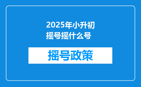 2025年小升初摇号摇什么号