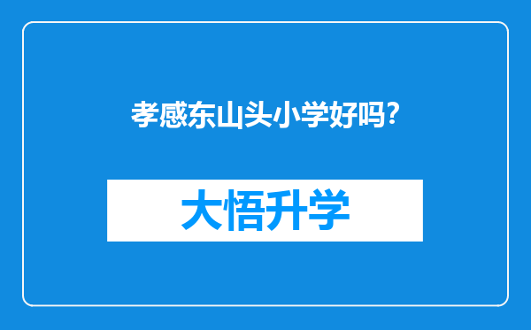 孝感东山头小学好吗？