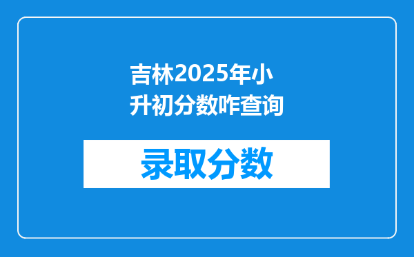 吉林2025年小升初分数咋查询