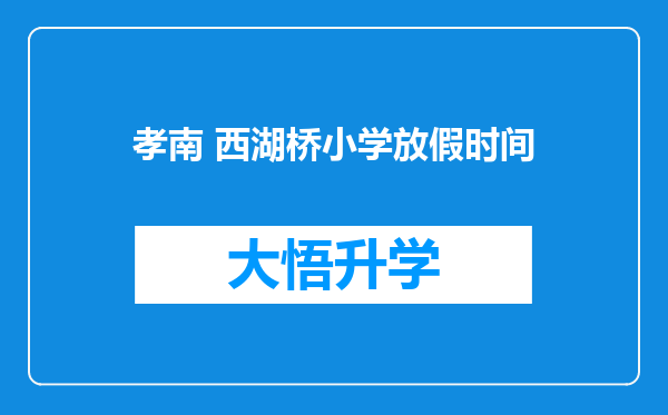 孝南 西湖桥小学放假时间