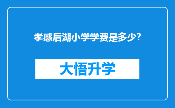 孝感后湖小学学费是多少？