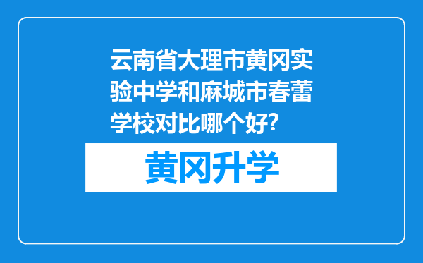 云南省大理市黄冈实验中学和麻城市春蕾学校对比哪个好？