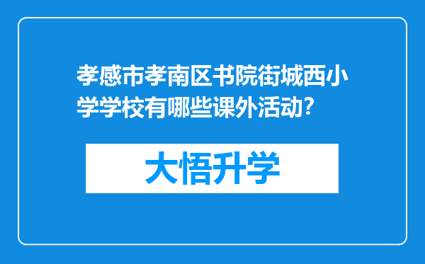 孝感市孝南区书院街城西小学学校有哪些课外活动？