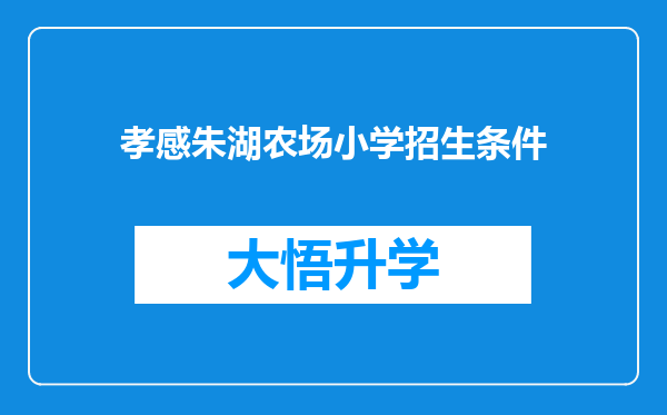 孝感朱湖农场小学招生条件