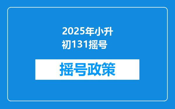 2025年小升初131摇号