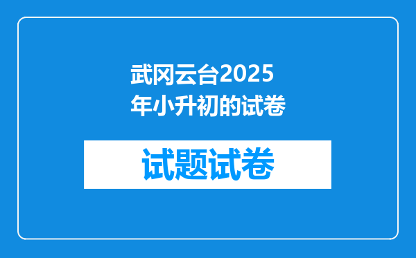 武冈云台2025年小升初的试卷