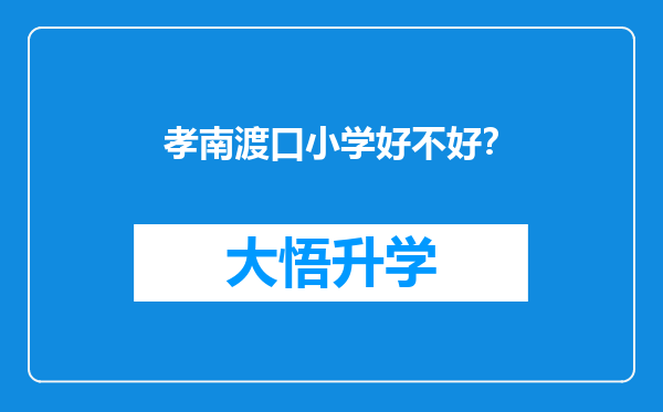 孝南渡口小学好不好？