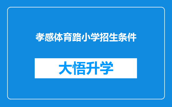 孝感体育路小学招生条件