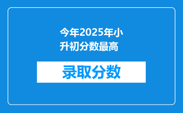 今年2025年小升初分数最高