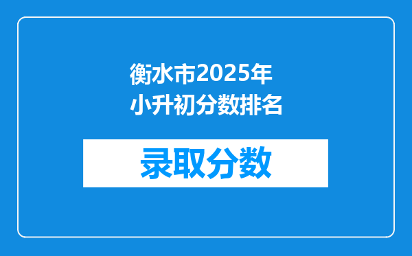 衡水市2025年小升初分数排名