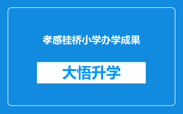 孝感桂桥小学办学成果