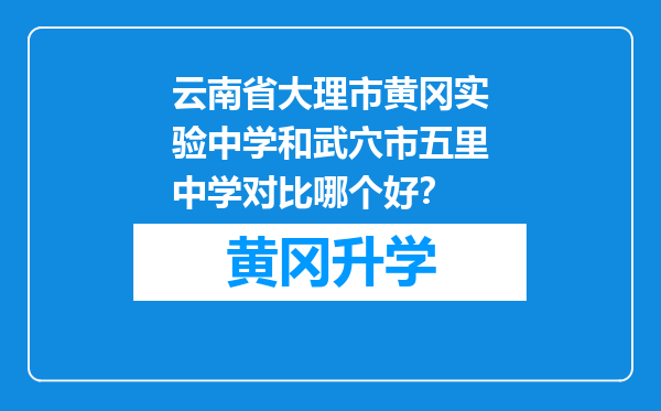 云南省大理市黄冈实验中学和武穴市五里中学对比哪个好？