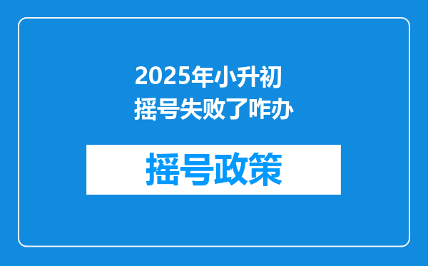 2025年小升初摇号失败了咋办