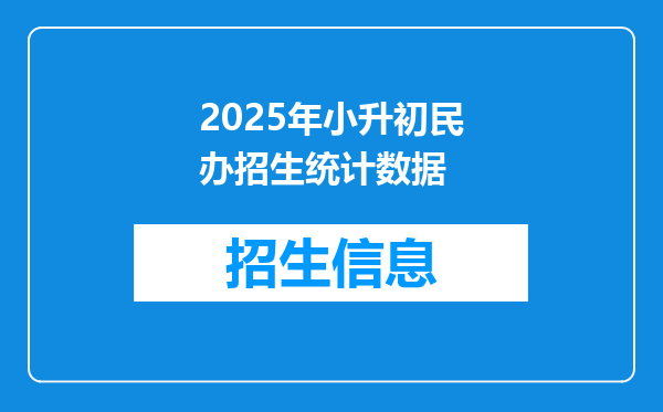 2025年小升初民办招生统计数据