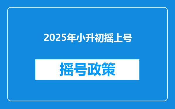 2025年小升初摇上号