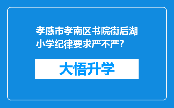 孝感市孝南区书院街后湖小学纪律要求严不严？